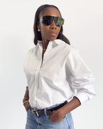 MODACCIO COTTON BUTTON-DOWN -Front-White