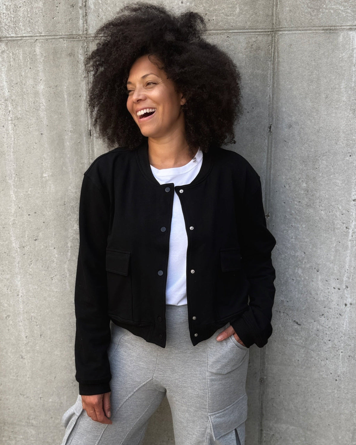 MODACCIO SPORT BOMBER JACKET - Front - Layered with Essential Tee