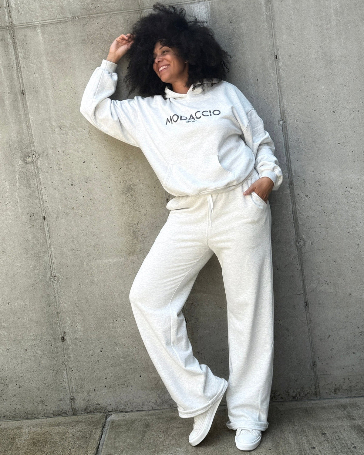 MODACCIO WIDE LEG SWEAT PANT - With Vintage Oversized Hoodie - 2 Piece Set