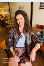 FAUX LEATHER BOMBER