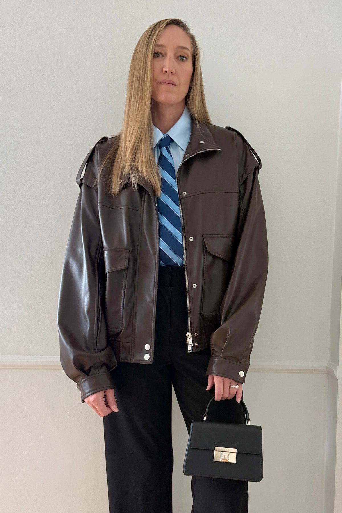 MODACCIO FAUX LEATHER BOMBER 