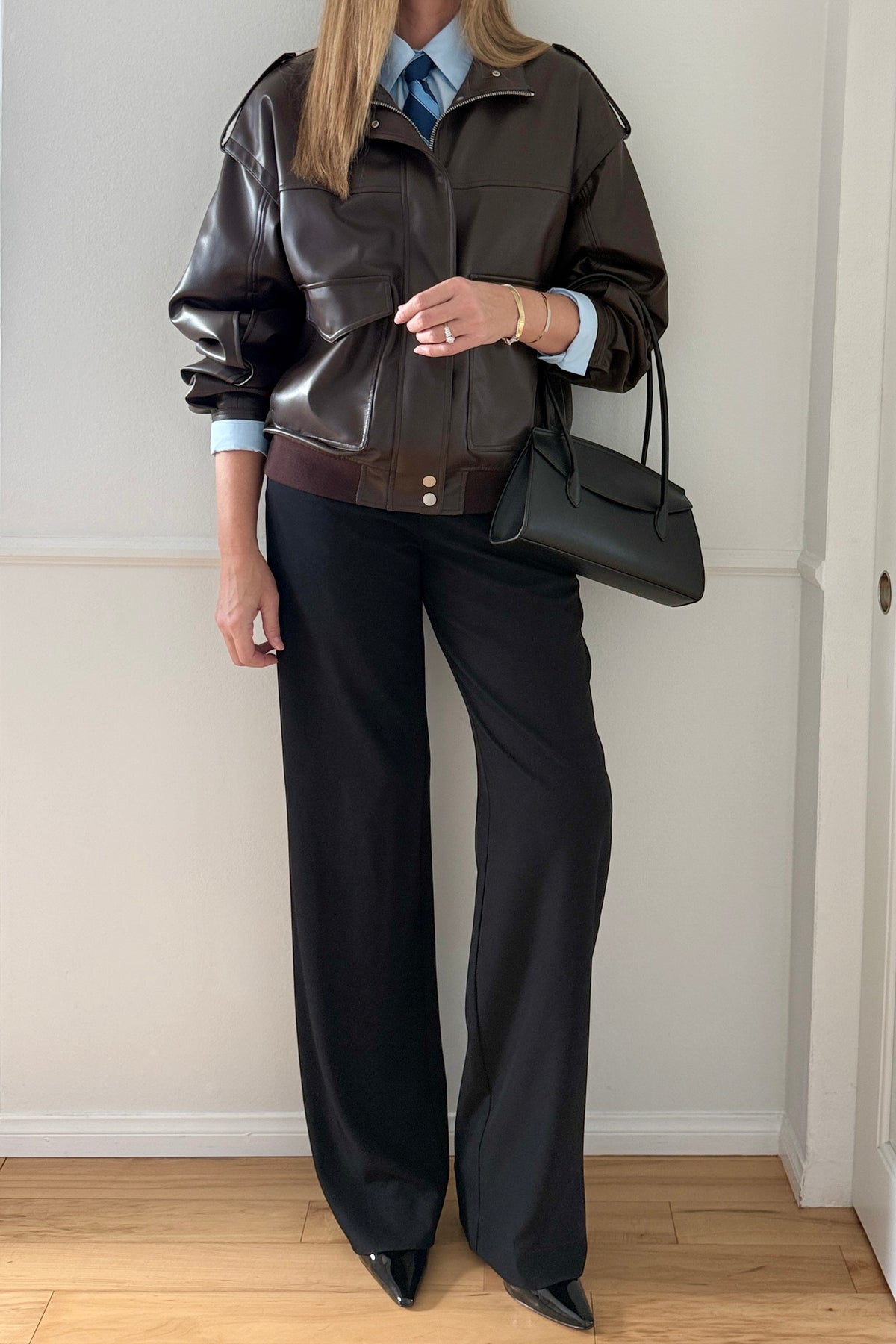FAUX LEATHER BOMBER
