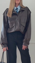 FAUX LEATHER BOMBER